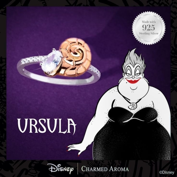 Disney Villians Ursula Conch Seashell ring, 925 Sterling Silver Charmed Aroma - Picture 3 of 7